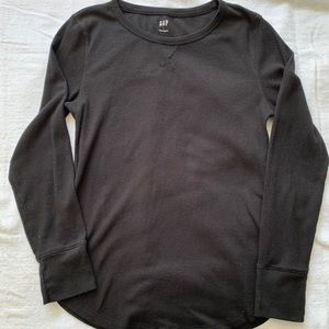 Gap Long Sleeve Waffle Knit Thermal Shirt - Black